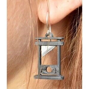 Gothic Guillotine Earrings Black Gunmetal Women Teens Halloween